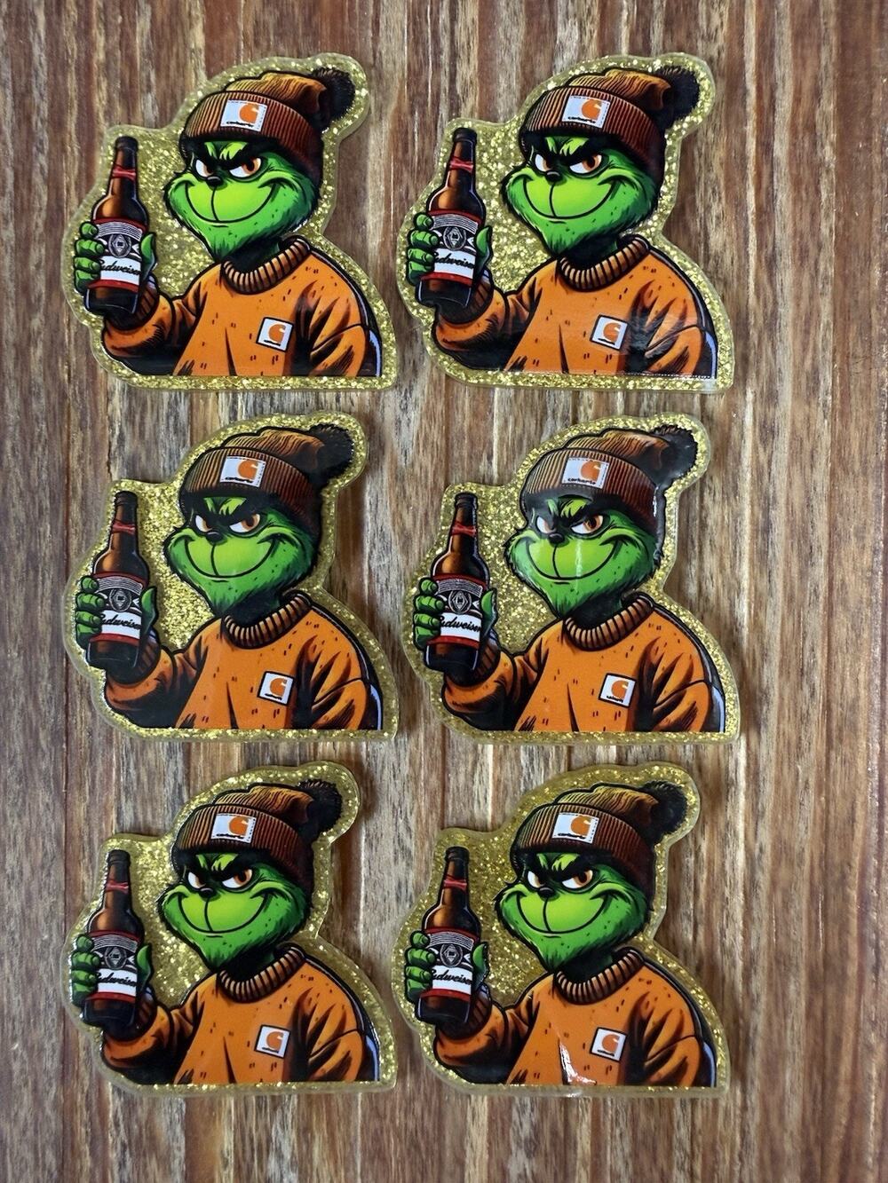 6 Pc Blue Collar Grinch Acrylic Flatbacks